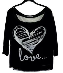 LOVE coastal Black Relaxed T-shirt Graphic Top romance Casual y2k Amor beach